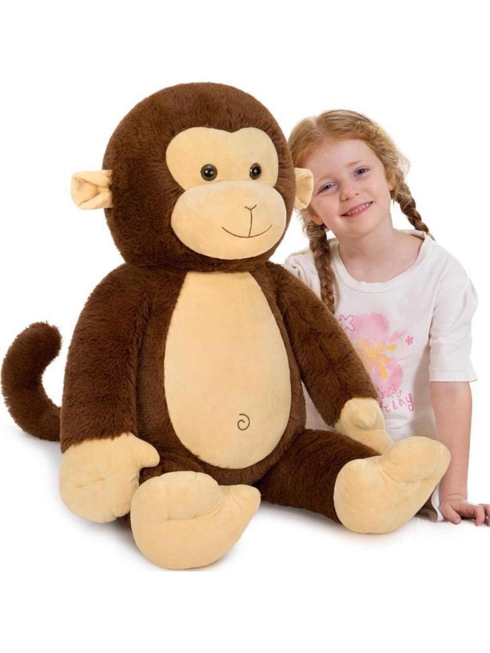 Giant 30 Inch Plush Monkey Toy - Soft Stuffed Animal Pillow for Kids & Decor